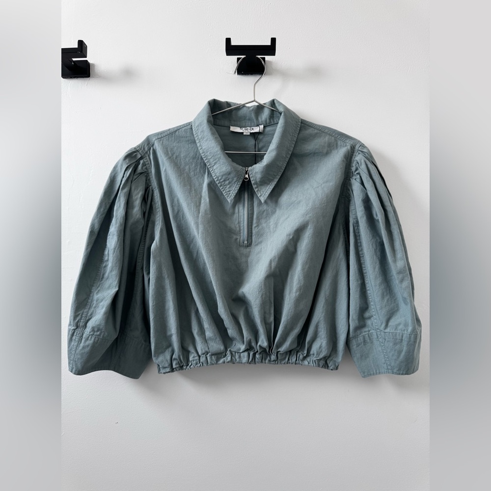 Sea New York Sage Green Puff Sleeve Blouse